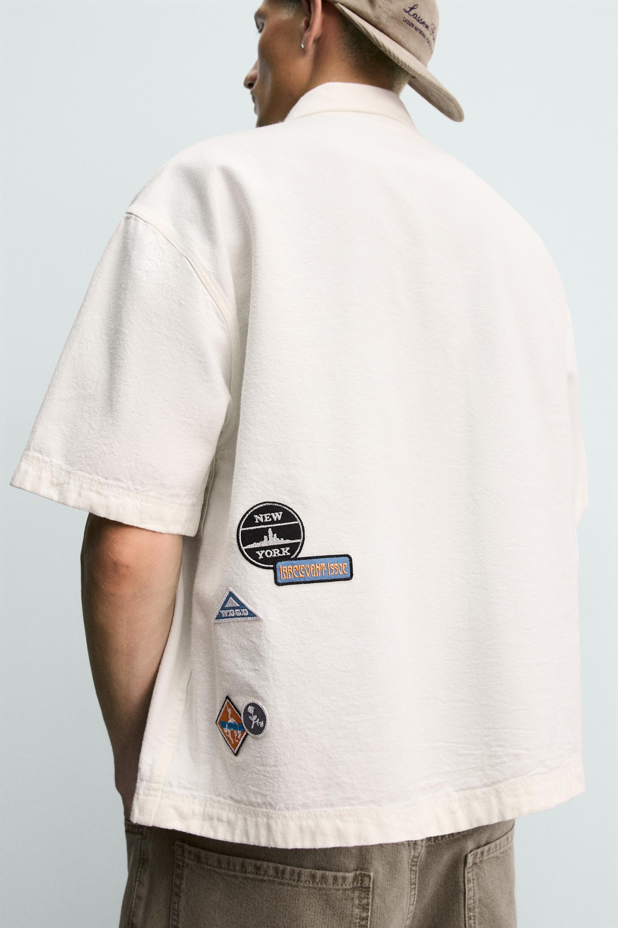 RELAXED FIT SHIRT WITH COMBINED EMBROIDERED PATCHES